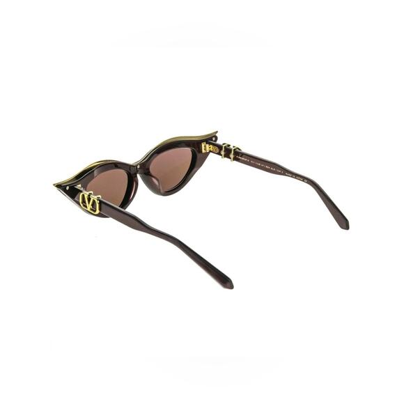 New! Valentino VLS 114B Burgundy Cat-Eye Sunglasses with Gold Trim, Authentic main image 7